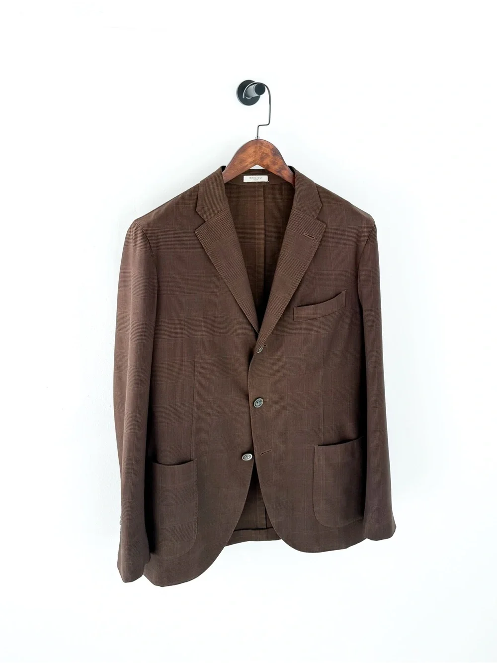 Boglioli K Jacket Brown Glen Plaid Men's Blazer Italian Wool Sport Coat Men's